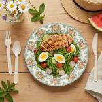 100% Compostable Forks Spoons Knives Cutlery Combo Set - 300 Large Disposable Utensils 7" Durable Heat Resistant Alternative to Plastic Silverware with Convenient Tray - Greener Settings (100 Sets)