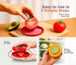 Anti-Oxidation Silicone Fruit and Vegetable Storage Saver and Holder | Fresh Pod, Set of 4 Reusable Fruit Storage Containers for fridge | Ideal for Avocado, Onion, Tomato, Apple, Fresh Stretch pods