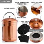 RED FACTOR Premium Compost Bin for Kitchen Countertop - Stainless Steel Food Waste Bucket with Innovative Dual Filter Technology - Includes Spare Filters (Matt Copper, 1.3 Gallon)