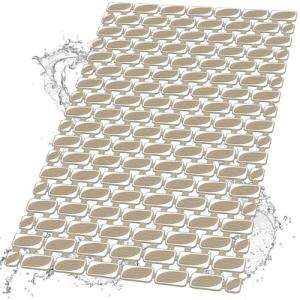 Elisstaence Shower Mat Non Slip Bathtub Mat, 27 x 16 Inch Eco-Friendly Soft Bath Mat for Tub Non Slip Shower Mats for Inside Shower with Suction Cups and Drain Holes, Easy to Clean Quick-Drying, Brown