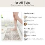 Elisstaence Shower Mat Non Slip Bathtub Mat, 27 x 16 Inch Eco-Friendly Soft Bath Mat for Tub Non Slip Shower Mats for Inside Shower with Suction Cups and Drain Holes, Easy to Clean Quick-Drying, Brown