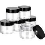 SATINIOR 6 Pack 2 oz Plastic Jars Containers with Lids Wide-mouth Refillable Leakproof Reusable Round Empty Jars for Travel Cosmetic Dry Food Spice Candy Cookie Home Kitchen Organizing(Black)