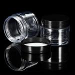 SATINIOR 6 Pack 2 oz Plastic Jars Containers with Lids Wide-mouth Refillable Leakproof Reusable Round Empty Jars for Travel Cosmetic Dry Food Spice Candy Cookie Home Kitchen Organizing(Black)