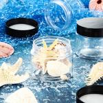 SATINIOR 6 Pack 2 oz Plastic Jars Containers with Lids Wide-mouth Refillable Leakproof Reusable Round Empty Jars for Travel Cosmetic Dry Food Spice Candy Cookie Home Kitchen Organizing(Black)