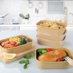 Belinlen 50 Sets 17oz Disposable Kraft Paper Bowls with Lids, Rectangle Paper Food Containers with Lids, Salad Bowls for Hot/Cold Food, Soup, Meal Prep, Ice Cream, Takeout, Party Supplies(500ml)