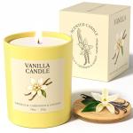 NORVENCE Vanilla Candle, Vanilla Scented Candles for Women, 10oz Soy Candles with Bamboo Lid for Home Scented, Birthday Gifts for Women and Men, Hand-Poured Candle for Relaxation, Home Decor