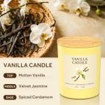 NORVENCE Vanilla Candle, Vanilla Scented Candles for Women, 10oz Soy Candles with Bamboo Lid for Home Scented, Birthday Gifts for Women and Men, Hand-Poured Candle for Relaxation, Home Decor