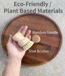 Wooden Dish Brush and Natural Loofah Sponge (2 inches) Sets, 3Pcs, Sisal Dish Brushes, Eco-Friendly Natural Dish Washing Brush for Dishwashing Cast Iron Pots Pans Skillet Vegetables Sink, Set of 3