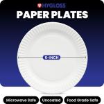 Eco-Friendly Uncoated White Paper Plates - 100 Pack