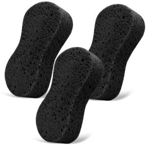 3 - Pack Large Sponge, Kitchen Sponges, Handy Sponges, Cellulose Sponges, Dish Washing Sponge, Natural Sponge, Car Washing Sponge, Eco Friendly Sponge (7.68 x 3.74 x 1.38 Inch), Black