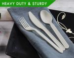 GreenWorks 7" Heavy-duty Compostable Cutlery Kits, BPI Certified, 200 Sets (Fork, Spoon,Knife,Napkin 4 in 1) Individually Wrapped With Compostable Bags，Alternative to Plastic Disposable Utensils
