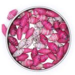 Outreach Uganda Handmade Pink Paper Bead Assortment - Recycled Magazine Paper Beads, Ideal for Baby Shower Crafts & Favors - 50 Count - Eco-Friendly Jewelry Supplies