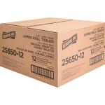 Genuine Joe Jumbo Roll Bath Tissue - 2-Ply White Toilet Paper, 3.3" x 650' per Roll, 12 Count Bulk Pack, Recycled Fiber, Commercial Grade for Dispensers