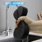 3 - Pack Large Sponge, Kitchen Sponges, Handy Sponges, Cellulose Sponges, Dish Washing Sponge, Natural Sponge, Car Washing Sponge, Eco Friendly Sponge (7.68 x 3.74 x 1.38 Inch), Black