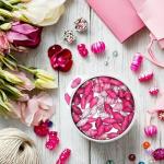 Outreach Uganda Handmade Pink Paper Bead Assortment - Recycled Magazine Paper Beads, Ideal for Baby Shower Crafts & Favors - 50 Count - Eco-Friendly Jewelry Supplies