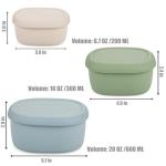 PandaEar 3 Pack Silicone Food Storage Containers with Lids, Reusable Nesting Lunch Bento Box Set, BPA Free, Leakproof, Dishwasher Microwave Freezer Safe (6.7oz, 10oz, 20oz)