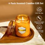 6 Pack Natural Soy Wax Jar Candles for Home Scented, 33 oz 240 Hour Long Lasting Aromatherapy Fall Candles Gifts for Women Birthday | Thanksgiving Day Christmas | Amber Candles|