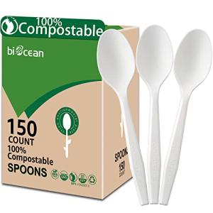 BIOCEAN 100% Compostable No Plastic Knives Plastic Forks Plastic Spoons Plastic Utensils, The Heavyweight Heavy Duty Flatware is Eco Friendly Products for Lounge Party Wedding BBQ Picnic Camping.