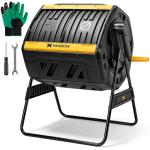Maygrove Outdoor Compost Bin 53 Gallon, Dual Chamber Large Compost Tumbler for Garden Backyard, with 360° Rotating, Sliding Doors & Solid Steel Frame