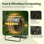 Maygrove Outdoor Compost Bin 53 Gallon, Dual Chamber Large Compost Tumbler for Garden Backyard, with 360° Rotating, Sliding Doors & Solid Steel Frame