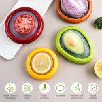 MINYUGUT 4pcs Silicone Fruit and Vegetable Containers, Fruit Storage Boxes for Fridge, Reusable Hermetic Holder for Food Storage, Fruits Savers Fresh Stretch Pods, vegetables/lemon/tomato/avocado