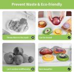 MINYUGUT 4pcs Silicone Fruit and Vegetable Containers, Fruit Storage Boxes for Fridge, Reusable Hermetic Holder for Food Storage, Fruits Savers Fresh Stretch Pods, vegetables/lemon/tomato/avocado