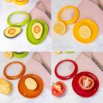 MINYUGUT 4pcs Silicone Fruit and Vegetable Containers, Fruit Storage Boxes for Fridge, Reusable Hermetic Holder for Food Storage, Fruits Savers Fresh Stretch Pods, vegetables/lemon/tomato/avocado