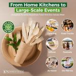 700 PCS Wooden Cutlery Set - 100% Compostable Silverware (300 Forks, 200 Spoons, 200 Knives) - Eco-Friendly Wooden Utensil Set & Disposable Party Utensils, Alternative to Bamboo Cutlery