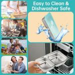 BSTUR Stainless Steel Snack Containers, 6-Pack Reusable Grab and Go Containers with Lids, Dual Compartment Bento Box for Travel, Camping & Lunch Prep