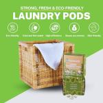 Laundry Detergent Pods, 32 Count, Fresh Scent, Eco Friendly, Biodegradable, HE Compatible, Powerful Stain & Odor Removal, Skin Friendly
