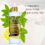 Lather Green - Lemon Verbena Natural Body Wash - Refreshing, Hydrating Formula with Essential Oils & Aloe Vera, Paraben-Free, Sulfate-Free, 8 oz