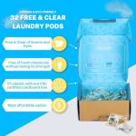 Laundry Detergent Pods Free & Clear, Unscented, 32 Count, Eco Friendly, Biodegradable, HE Compatible, 32 Count, Powerful Stain & Odor Removal
