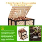 SOCOME 115 Gallon Solid Wood Composter, Outdoor Compost Bin with Pull-Out Door and Flip-Top Lid, Heavy Duty Composting Bin for Outside Backyard, Garden, Patio, Natural