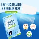Eco-Friendly 80 Loads Ultra Concentrated Laundry Detergent Sheets Stain-Fighting Enzymes & Plant Powered, Washer Sheets, Space Saving, Travel Friendly for Hot/Cold Cycles, Tackles Tough Stains & Odors