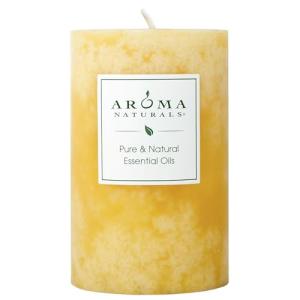 Aroma Naturals Essential Oil Orange and Lemongrass Scented Pillar Candle, Ambiance, 2.5 inch x 4 inch, Yellow