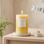 Aroma Naturals Essential Oil Orange and Lemongrass Scented Pillar Candle, Ambiance, 2.5 inch x 4 inch, Yellow