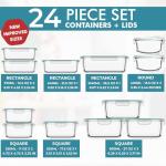 Razab 24 Pc Airtight Glass Food Storage Containers - Glass Meal Prep Containers - Freezer to Oven Safe - Steam Release Valve BPA Free - Airtight Bento Boxes - Leak Proof (12 lids & 12 Containers)