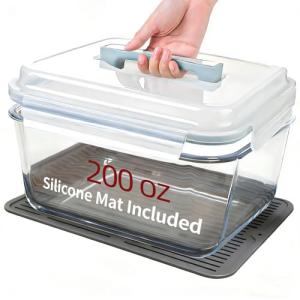 Large Glass Storage Containers with Lids, Extra Large Glass Food Containers for Rotisserie Chicken/Turkey and Potluck, Giant Watermelon Container, XL Big Bowl Freezer Storage Container Airtight 200oz