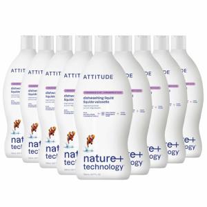 ATTITUDE Dish Soap, EWG Verified, Plant-Based & Vegan Dishwashing Liquid, Naturally Derived, Olive & Coriander Scent, 23.7 Fl Oz (Pack of 9)