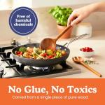 Non-Toxic Cooking Utensils – 7-Piece Kitchen Utensils Set, Glue-Free & One-Piece Wooden Spoons for Cooking, Natural Wooden Utensil Set with Plant-Based Finish, Free of Forever Chemicals.
