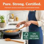 Non-Toxic Cooking Utensils – 7-Piece Kitchen Utensils Set, Glue-Free & One-Piece Wooden Spoons for Cooking, Natural Wooden Utensil Set with Plant-Based Finish, Free of Forever Chemicals.