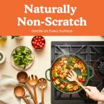 Non-Toxic Cooking Utensils – 7-Piece Kitchen Utensils Set, Glue-Free & One-Piece Wooden Spoons for Cooking, Natural Wooden Utensil Set with Plant-Based Finish, Free of Forever Chemicals.