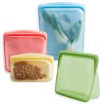 Stasher Silicone Reusable Storage Bags, 4-Pack, Reusable Freezer Bags, Microwave, Dishwasher, Oven Safe, Sous Vide, Premium Lunch Containers, Eco Friendly, Food Storage Bags, Snack Bags, Rainbow