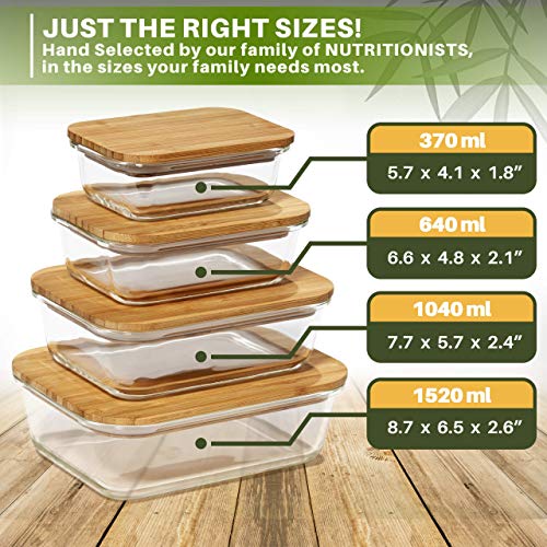 Eco-Friendly Glass Food Storage Containers - 4 Piece Set