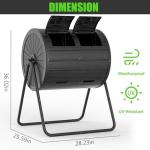 PatioZen Compost Bin 43 Gallon Premium Compost Bin Outdoor for Gardeners, Featuring a Durable Composter Tumbler Outdoor & High-Efficiency Compost Machine Functionality(Black)