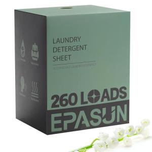 Laundry Detergent Sheets 260 Loads, Fresh Scent, Eco-Friendly Liquidless Soap Strips, Plant-Based, Hypoallergenic Washing Supplies