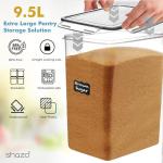 Shazo 2 PC (9.5L | 321 Oz) Extra Large Bulk Food Storage Containers with Airtight Lids for Flour, Sugar, Rice, Cereal & Pasta - Leakproof, BPA-Free Plastic Canisters for Kitchen & Pantry Organization