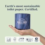 Ollie & Vince Bamboo Toilet Paper | Sustainable, Eco-Friendly, Plastic-Free & Tree-Free, Organic | 12 Rolls, 3-Ply, Soft, Strong & Septic Safe, Unscented | Premium Bathroom Tissue