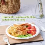 ECOLipak 100% Compostable 10 Inch Heavy Duty Paper Plates, 150 Pack Disposable Biodegradable Eco-friendly Sugarcane Bagasse Plates for Dinner Party(White)