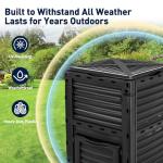 Yesker Outdoor Garden Compost Bin, 80 Gallon BPA-Free Large Capacity Composter for Backyard, Easy Assembly, Fast Fertile Soil Maker, Black